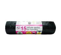 Tidyz 100L Tie Bin Bags (Pack Of 15) Black (One Size)