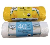 Tidyz 2 (80 Liners) X Strong Tie Handles 50 Litres Fragranced Swing Bin Liners Drawstring Refuse Sacks Bags - 40 Citrus Lemon & 40 Fresh Linen Summer Breeze Ideal For Kitchen, bedroom, bathroom etc