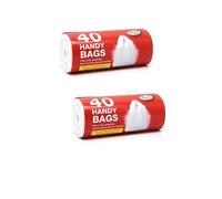 Tidyz 2 Packs Of 40 Handy Bags - Carrier Bags - Fits 15L Pedal Bin - Extra Strong Tie Handle 80 Bags In Total