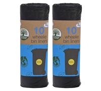 Tidyz 2 X 10 Wheelie Bin Extra Large Liners 300L Black Dustbin Rubbish Tip Refuse Sacks Waste Garbage Thick Big Bags Super Strong Heavy Duty Fits Bins 230 x 143cm