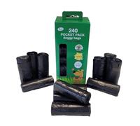 TidyZ 240 DOGGY BAGS WITH TIE HANDLES, POCKET PACK, FRAGRANCED, BLACK (12 rolls of 20 Bags)