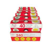 Tidyz 240 HANDY BAGS with Tie Handles (6 rolls of 40 bags) Use as Handy Shopping Bag - Carrier Bag - 15L Pedal Bin - Bathroom Bin - Household Waste, Kitchen Bin - Bin Liner - Waste Paper