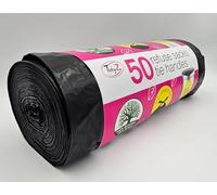 TidyZ 50 Black Refuse Bin Bags Liners with Tie Handles - 50L Tear Resistant Leakproof. Extra Strong Dustbin Roll For Kitchen Office DIY Clearance Garden Waste Disposal (1 x Roll 50 Bags)