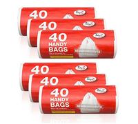 Tidyz 6 Packs Of 40 White Plastic Bin Bags - Fits 15L Pedal Bin - Extra Strong Tie Handle - 240 Bags Total