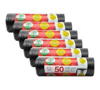 Tidyz 6 X Extra Strong Heavy Duty 20 Black Refuse Sacks 50 Litre for Home/Kitchen/Office/Garage/Garden/Workshop Swing Liners, 10 x 10 x 10 cm