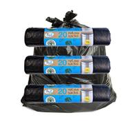 TidyZ 60 Black 70L Bin Bags, 3x20 Pack - 100% Recycled & Recyclable Household Waste Sacks