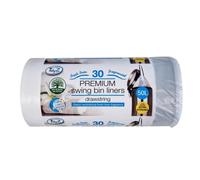 Tidyz Drawstring Bin Bags (Pack of 30) in White Tidyz White