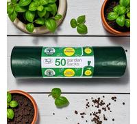 TidyZ Extra Strong Garden Waste Bags/Sacks 50L, Thick Garden Bin Bags - Heavy Duty - Durable- Leakproof - Tear Resistant Made from 100% Recycled Plastic- Roll of 50 Bags