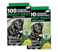 Tidyz Extra Strong Lemon Scented Doggy Bags Black 200 Count (2 X 100) Thick Handle Tie Disposable Premium Quality