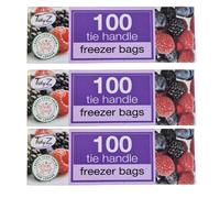 TidyZ Freezer Bags with Tie Handles 100 Assorted Pack