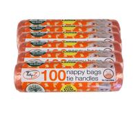 TidyZ Nappy Bags with Tie Handles 100 Assorted Pack