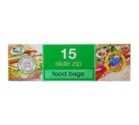 Tidyz Slide Zip Food Bags Pack of 15 Food Prep Accessories & Storage, Clear
