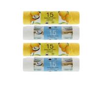 Tidyz Strong Tie Handles 50 Litres 2 Rolls x 15unit Citrus Lemon & 2 Rolls X15 units Fresh Linen Sumer - Total Pack 60 units (B0171)