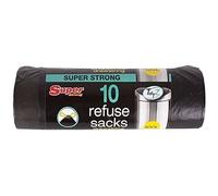 Tidyz Super Strong Drawstring Refuse Sacks Black Bin Liners 100L - 10 Bin Liners