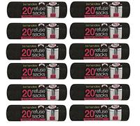Tidyz Tie Handles Kitchen Bin Liners, Plastic, Black, 10 x 10 x 10 cm