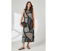 Tie Back Linear Print Volume Midi Dress Principles Neutral 10