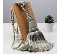 Tie Backs For Curtains 1Pc Polyester Tassel Curtain Tieback Handmade Hanging Ball Tassels Fringe Curtains Holder Buckle Rope Decor Room Accessories(Blue)