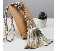 Tie Backs For Curtains 1Pc Polyester Tassel Curtain Tieback Handmade Hanging Ball Tassels Fringe Curtains Holder Buckle Rope Decor Room Accessories(Beige)