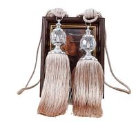 Tie Backs For Curtains 2 Pcs Curtain Holdbacks Rope Tie Backs Tassel Tiebacks Beaded Ball Decor Pair Home Window Treatment(Apricot)