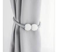 Tie Backs For Curtains 2 Pcs Hooks For Curtains Tie Backs Home Decoration Accessories Pearl Magnetic Window Holders Tiebacks Rings Holdbacks Clips(Gray)