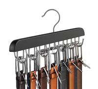 Tie Belt Rack, 1 Pack Belt Storage 360° Rotating Wooden Tie Holder Belt Hanger with 14 Hooks Hanger Hooks for Scarves, Ties, Belts, Wardrobe Organiser