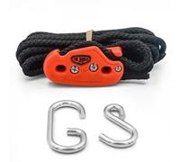 Tie Boss - 1/4 Inch, Medium Duty, (150 lbs Working Load Limit), Weather Resistant, Tie Down, Rope Tightening System, (w/15 ft Rope) (Pack of 1) (Orange)