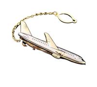 Tie Clip 2 Pcs Simple Man's Tie Clip Golden Plating Airplane Shape Pilot Plane Cufflinks Stick Pin