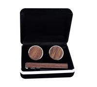 Tie Clip for Cufflinks Set Walnut Wood and Men | Fine Polished Finish, Brown Alloy Accents, Lightweight Wear Resistance, Quick and Easy Use for Shirts