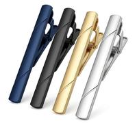 Tie Clips for Men 4 Pcs, Men's Tie Clip Bar, Tie Accessories, Clip Set for Men, Necktie Bar Pins for Daily Life Business Wedding Engagement