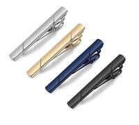 Tie Clips for Men,4 Pcs Tie Clips Long Ties Bar Pinch Clip Necktie Tack Pins Men's Ties Accessories Classic Present Set for Men Daily Life Business Anniversary Engagement Gold Silver Black Blue