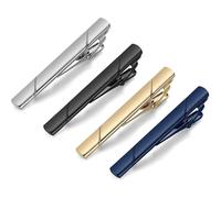 Tie Clips For Men 4pcs Metal Glossy Tie Clip Cufflinks For Men Wedding Business Pin Suit Regular Tie Clip Clothing Accessories(Smooth)