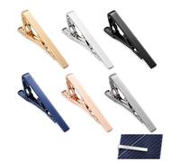 Tie Clips for Men 6 Pcs Set Stainless Steel Tie Bar Pins for Wedding Business Office Daily Use Mens Skinny Regular Necktie Clip Gift Box for Father Husband Groomsmen Birthday Anniversary