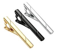 Tie Clips for Men, Gold Diagonal Stripe Polished Metal Tie Bar, 1 Piece Classic Clip for Regular Ties Business Wedding Daily Wear, Ideal Gift, Average Size, steel, No Gemstone