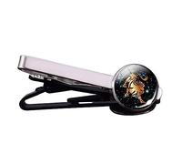 Tie Clips for Men,Personalised Tie Clip,12 Constellation Tie Clips Zodiac Sign Glass Dome Tie Pins Men (Color : Leo, Size : One Size)