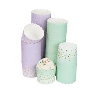 TIE-DailyNec 100PCS Cupcake Cases, Paper Muffin Liners for Baking, Spotted Cupcake Wrappers, Greaseproof Baking Cups for Christmas Birthday Wedding Party (Purple and Green)
