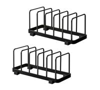 TIE-DailyNec 2 Pack Metal Plate Rack, Plate Holder for Cupboard, Kitchen Storage Rack, Pot Lid Holder, Multifunctional Dying Display Rack for Pad Pans Pots, Bakeware, Trays, Cutting Boards
