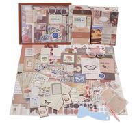 TIE-DailyNec 348 Pcs Aesthetic Scrapbook Kit, Vintage Scrapbooking Supplies, Washi Stickers for Journaling, Scrapbook Paper with A6 Notebook and DIY Tools for Photo Albums, Decorative Objects (Brown)
