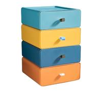 TIE-DailyNec 4 PCS Desktop Storage Box Stackable Large Capacity Makeup Organiser Storage Desktop Drawers, Desk Supplies Storage Organiser for Office, Dorm, Bathroom