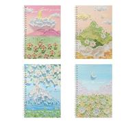 TIE-DailyNec 4 Pieces A5 Spiral Notebook, 60 Sheets Beautiful Notepad, Pages Lined Notepad, Notebooks Set Good for Student, College, Pastel, Conference, 21 x 15cm