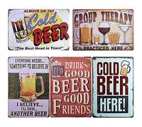 TIE-DailyNec 5 Pcs Metal Tin Sign Vintage Wall Plaque Poster, Bar Signs for Home Bar Kitchen Diner Bar Pub, 30 x 20 cm