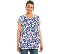 TIE & DINE Floral Tabard Apron for Women with Pockets - UK Made Polyester Cleaning Overalls in Pink, Navy, Blue & Aqua UK Size S to 3XL