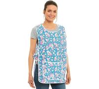 TIE & DINE Floral Tabard Apron for Women with Pockets - UK Made Polyester Cleaning Overalls in Pink, Navy, Blue & Aqua UK Size S to 3XL