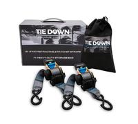 Tie Down 2 in. x 10 ft Grey Heavy Duty Retractable Ratchet Strap, 2-Pack Kit - 3000 lbs. Breaking Load Limit