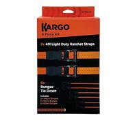 Tie-Down Kit 8pc 2x 4M Ratchet Straps & 6x Bungee Cords - Kargo