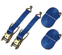 Tie Down Lashing Ratchet Straps x2 (5T 50MM 12M Cargo Claw Hook Recovery Blue)