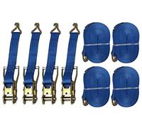 Tie Down Lashing Ratchet Straps x4 (5T 50MM 12M Cargo Claw Hook Recovery Blue)