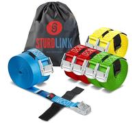 Tie Down Straps with Cam Buckle 25mm 250kg 2m/3m/4m/5m Multiple Packs + Transport Bag | Adjustable Lashing Strap for Roof Racks, Bicycle Carriers, Luggage, Trailer | Professional Quality | EN12195-2