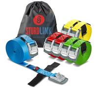 Tie Down Straps with Cam Buckle 25mm 250kg 2m/3m/4m/5m Multiple Packs + Transport Bag | Adjustable Lashing Strap for Roof Racks, Bicycle Carriers, Luggage, Trailer | Professional Quality | EN12195-2