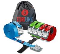 Tie Down Straps with Cam Buckle 25mm 250kg 2x3m 2x4m 2x5m + Transport Bag | Set of 6 | Adjustable Lashing Strap for Roof Racks, Bicycle Carriers, Luggage, Trailer | Professional Quality | EN12195-2