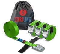 Tie Down Straps with Cam Buckle 25mm 250kg 5m x4 + Transport and Storage Bag | Adjustable Lashing Strap for Roof Racks, Bicycle Carriers, Luggage, Trailer | Professional Quality | EN12195-2